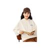 Anta Comfortable Casual Letter Print Hooded Loose Sweatshirt Women Tops Stone-White 162438705-1