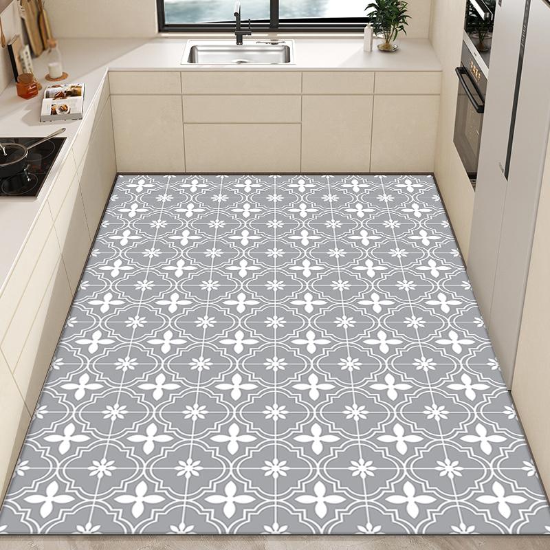 PVC Wipeable Balcony Mat Non-slip Oil-proof Kitchen Rug Refreshing Carpets for Living Room Anti-dirty Leather Rugs for Bedroom