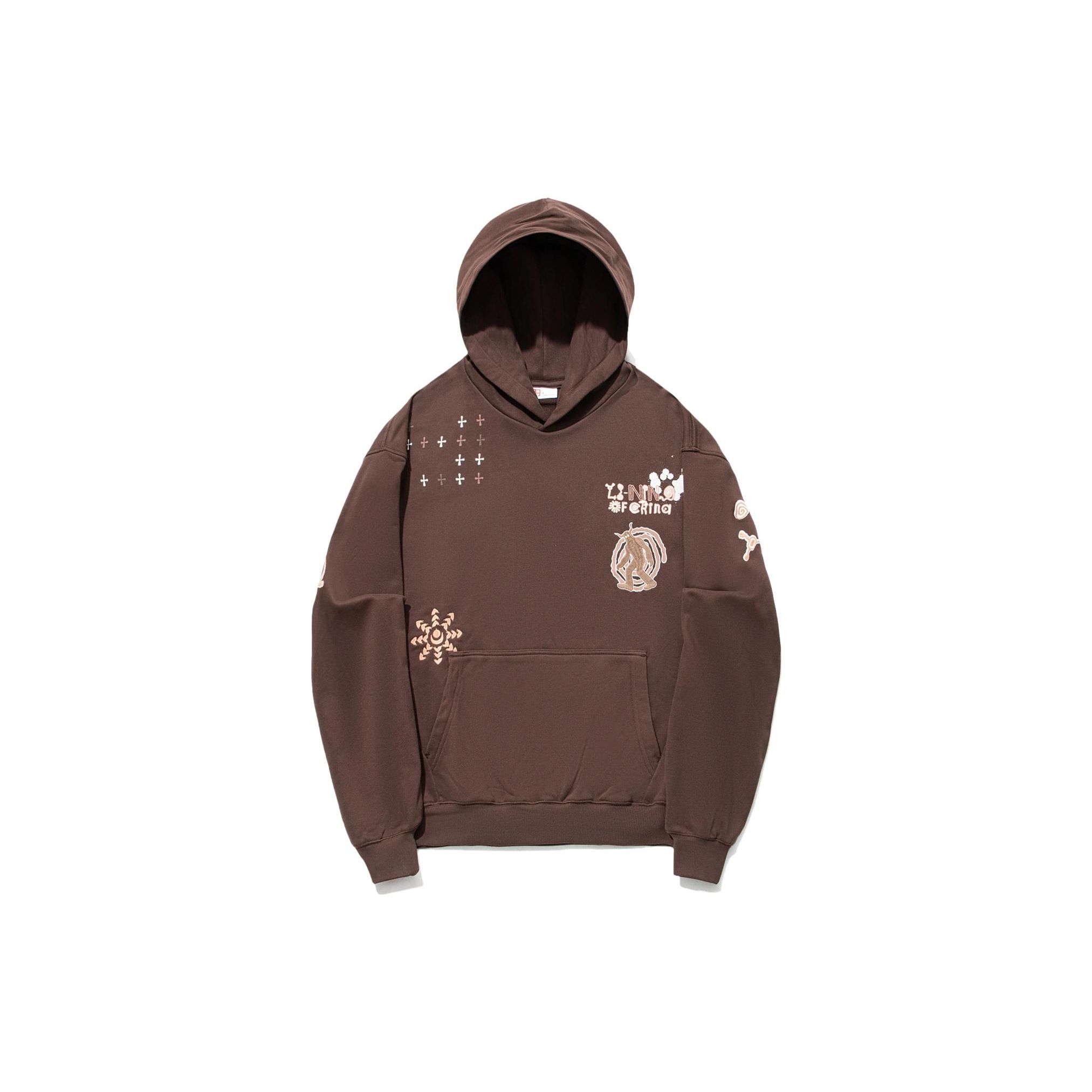Li-Ning Unisex Printed Hooded Sweatshirt Brown AWDT703-3 XL
