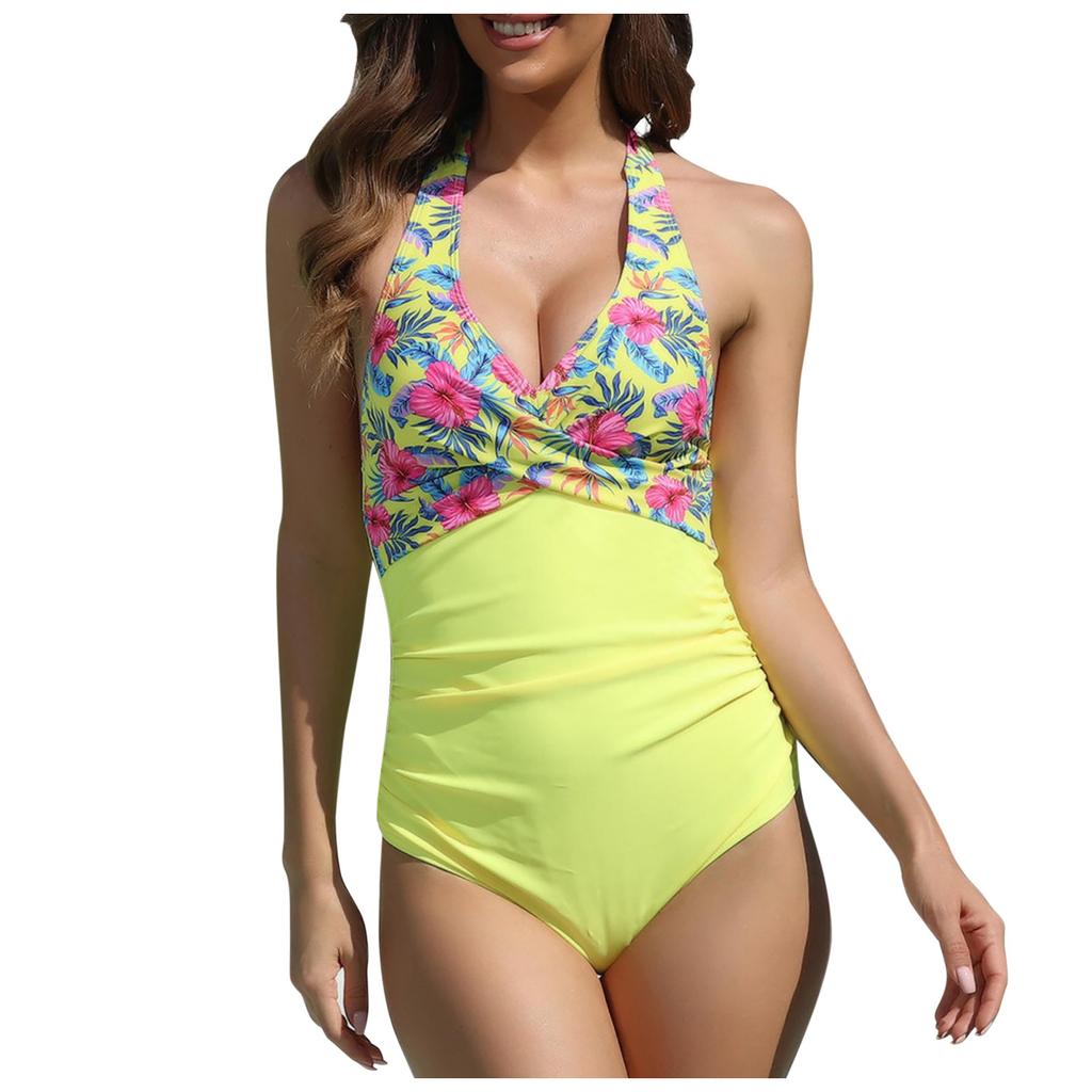 Women's Bikini Swimwear One-Piece Vintage Conservative Solid Sexy Swimsuit Swimming Beachwear
