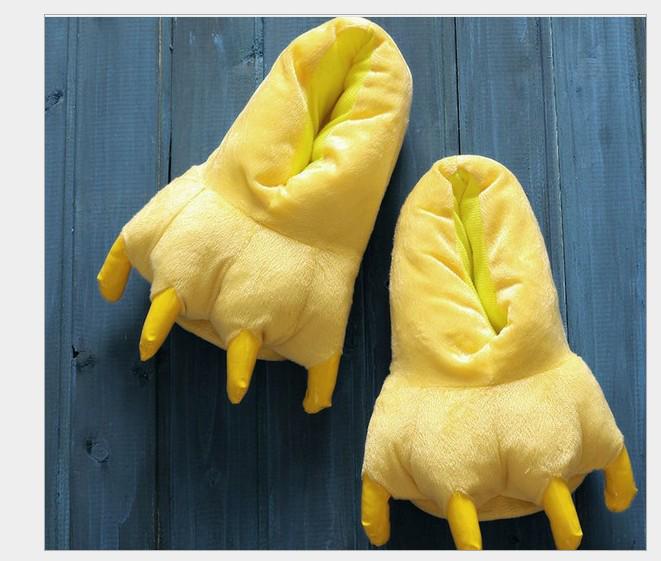 Unisex Dinosaur Claw Cotton Slippers: Cozy Autumn/Winter Velvet Heels, Large Sizes