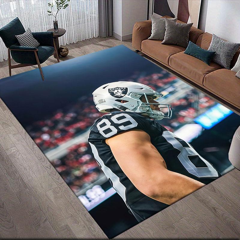 Brock Bowers Flannel Printed Carpet, Home Sofa Decoration for Living Room & Bedroom, Non‑Slip Play Flannel Floor Mat for Game Room