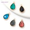10.5mm*17.5mm 18K Gold Plated Teardro Charms For Earring Making,Brass Crystal Glass Charms Pendants,DIY Jewelry Materials