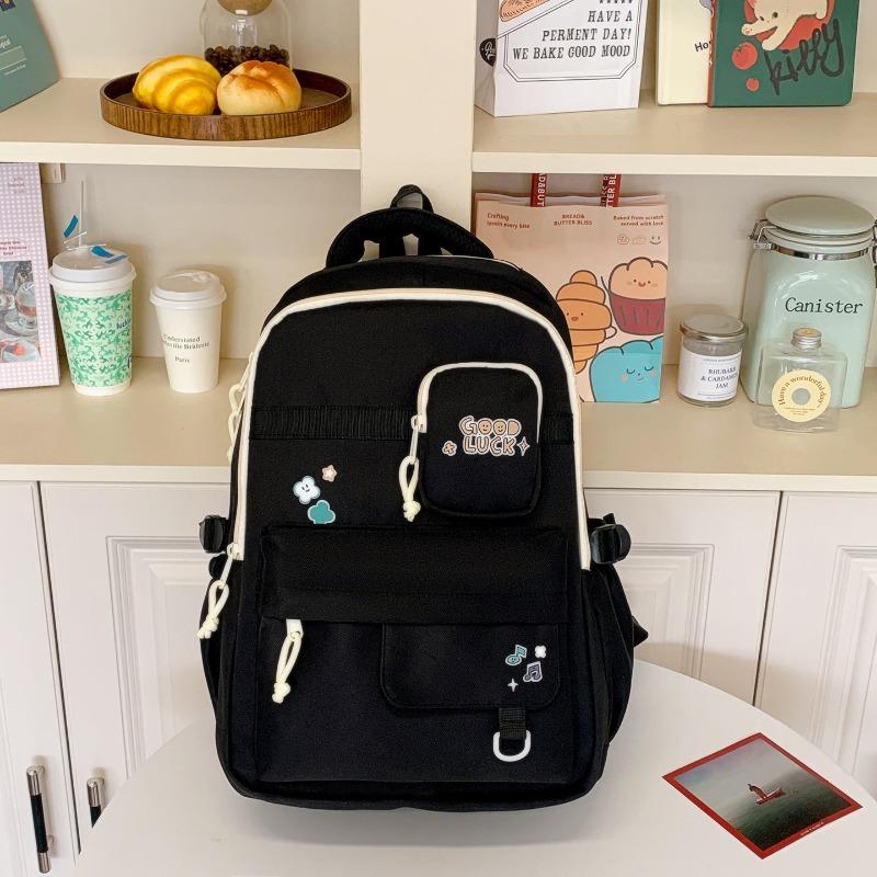 High Value College Style Sweet Contrasting Color Splicing Backpack High School Students Large Capacity Backpack