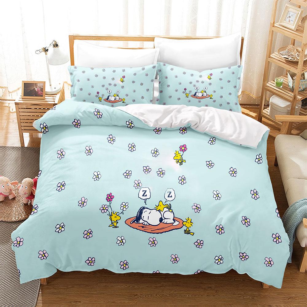 Cartoon Snoopy Bedding Sets 3D Print Comforter Cover Bed Cover Duvet Cover Pillow Case 2-3 Pieces Sets Kids Adult Size
