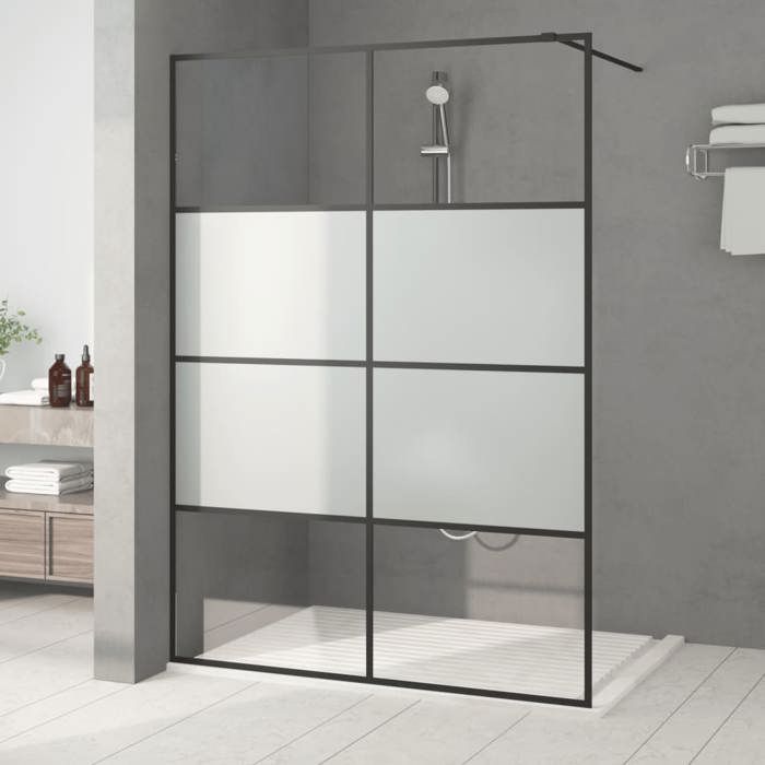 VidaXL Shower Wall Screen Partition Shower Cabin Bathroom Interior Splash Resistance Black 140x195 Cm 152129