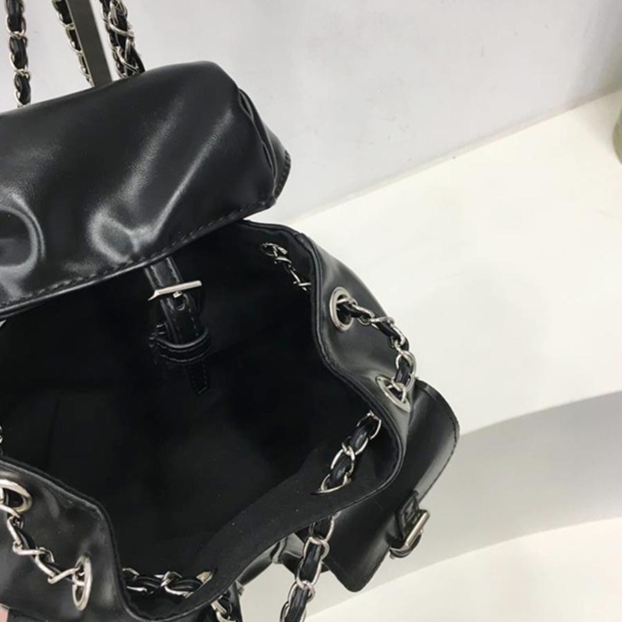 Multiple Pockets Designer Chains Backpack For Women With Pockets Travel Back Pack Black Shoulder Bagpack Pu Daily Flip Rucksack