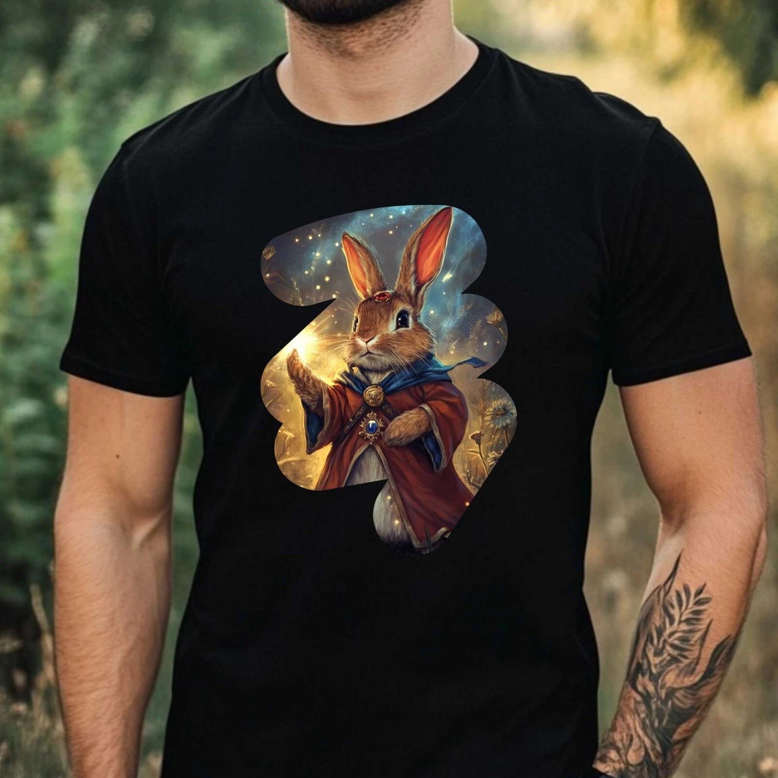 T-Shirt Herren Kaninchen Zauberer Motiv Baumwolle Größe XS bis 5XL XXXXL