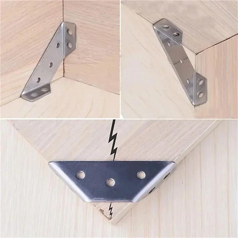 20pcs Universal Furniture Corner Connector Stainless Steel Corner Brace with Screws Heavy Duty Angle Shelf Brackets