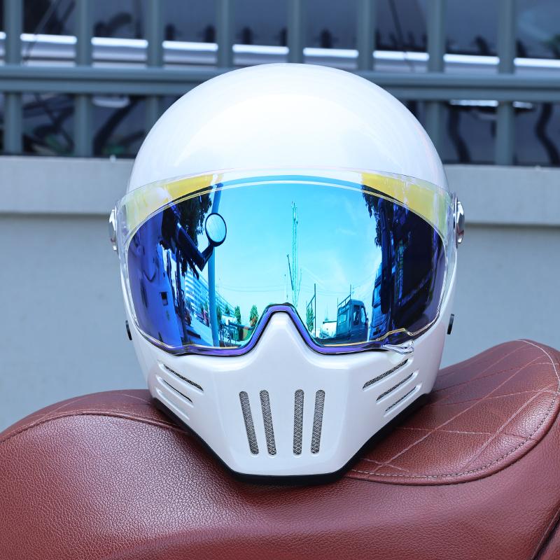 Vintage Full Face Motorcycle Helmet Men Women All Weather DOT Certified ABS Windproof Comfort Liner Motorbike Gear