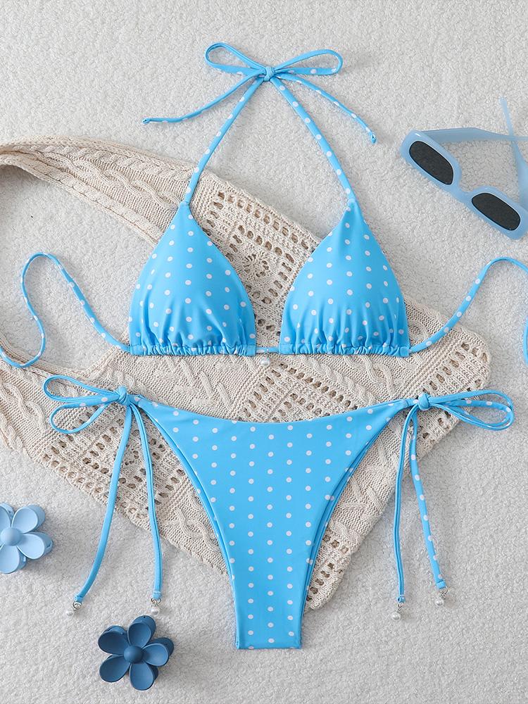 2026 Women Swimsuit Sexy Pearl Micro Bikinis Sets Dot Print Female Swimwear for Woman Bathing Suits Beachwear Trend Bikinis
