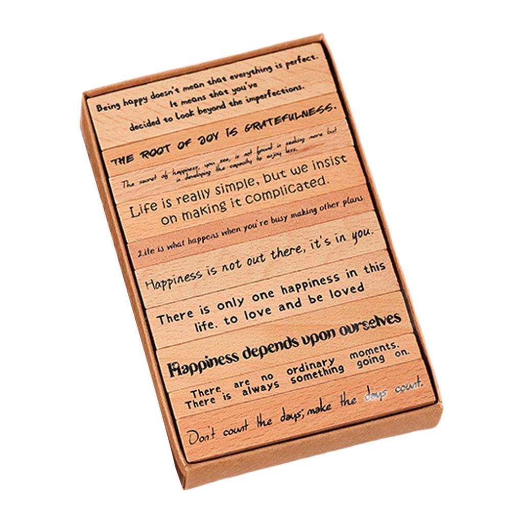 Wood Stamp Set Handmade Motivational Quotes for Art Projects Crafts Album