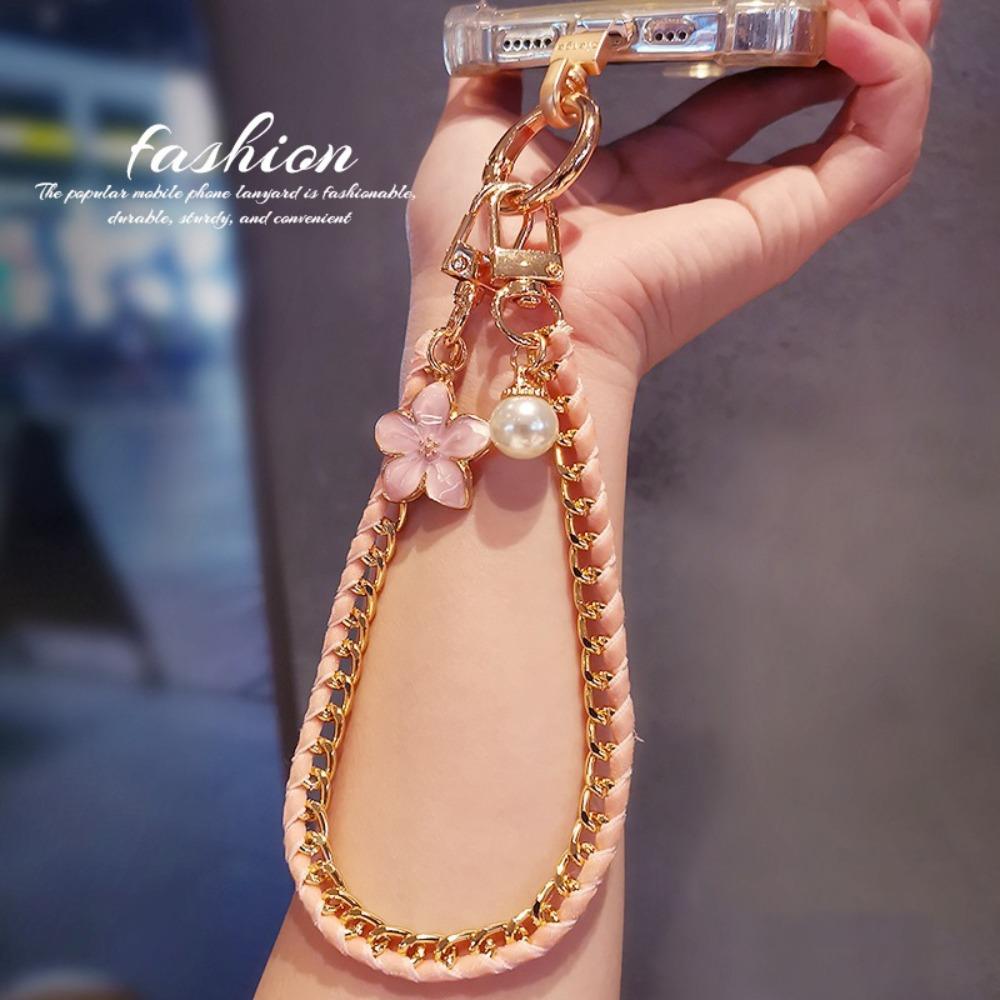 Pearl Cell Phone Chain Flower Pendant Mobile Phone Lanyard Mobile Phone Strap  New Year Gift