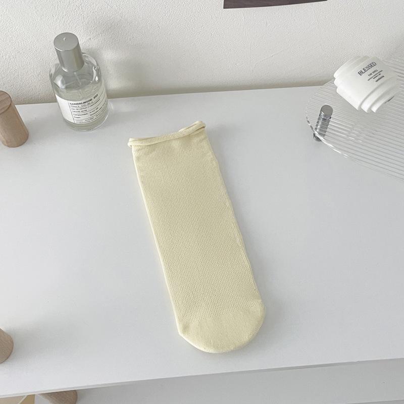 AMUSIVE Reversible Thin Mesh Tube Socks - Candy Color Pile, Combed Cotton Hem (Boneless Design)