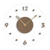 Walnut Minimalist Design Wall Clock, Round Transparent Acrylic Clock, Modern Creative Decorative Clock