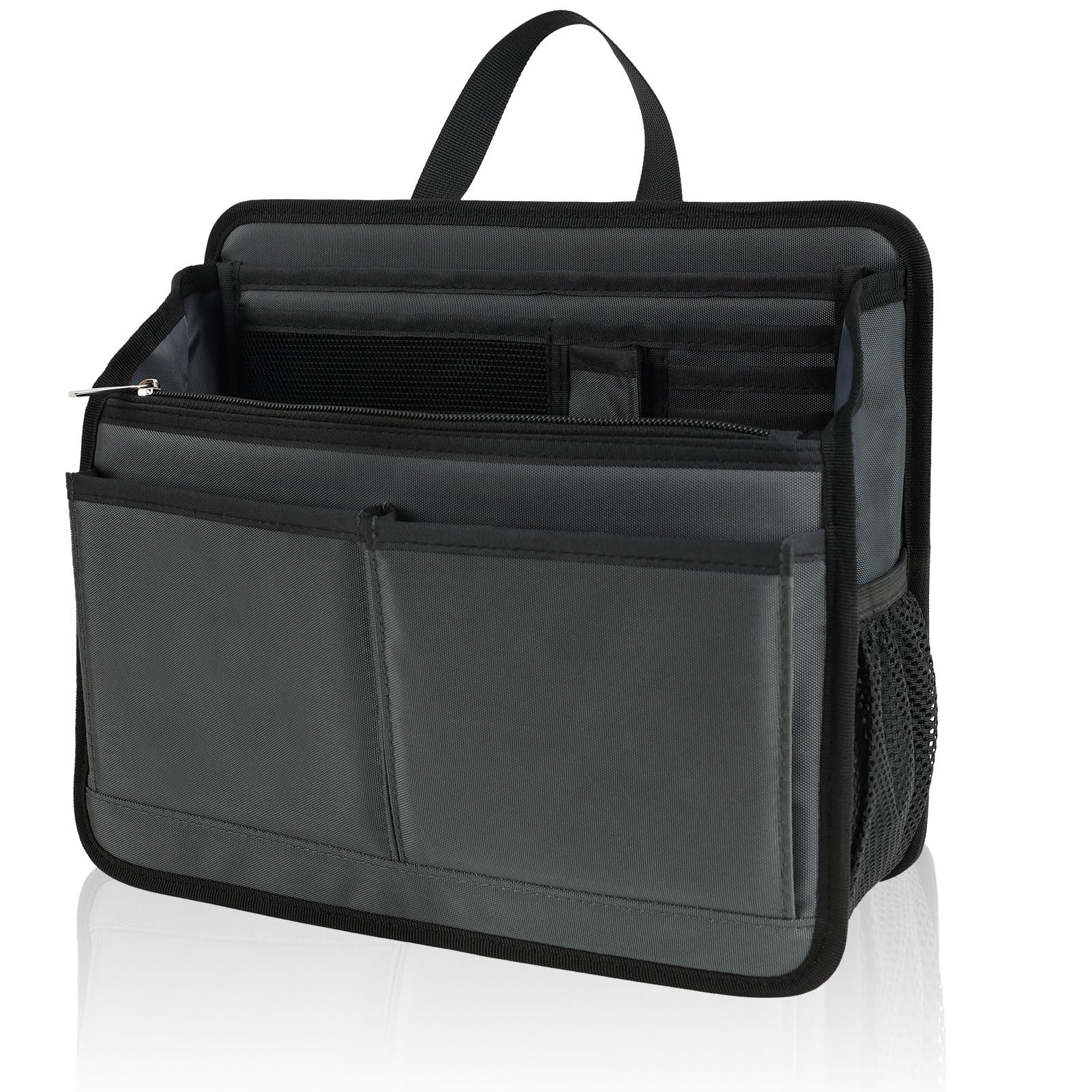 DELTAMANN Прочный органайзер-вкладыш для портфеля сумки-тоут наплечной сумки сумки-мессенджера - 19 карманов Прочный нейлон с подкладкой Ручка Маленький серый 8550₽