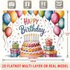 2D Colorful Cake Birthday Backdrop Party Photo Booth Background