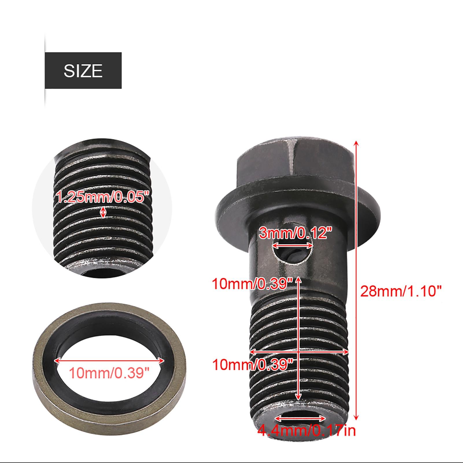 

5PCS M10 x 1.25/M10 x1.0MMMotorcycle ATV Off-Road Scooter Stainless Brake Banjo Bolt Caliper Master Cylinder Universal