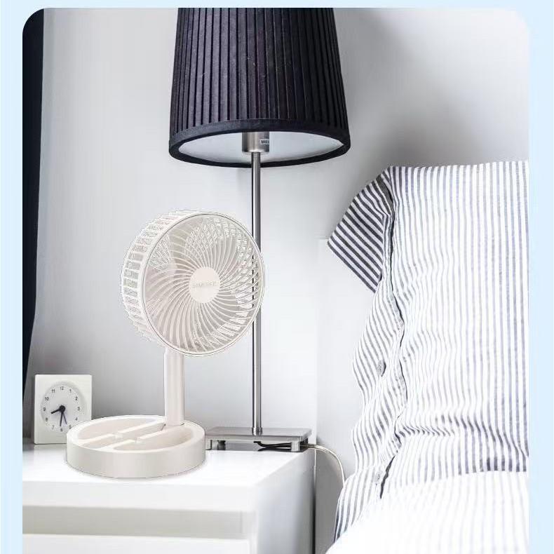 USB Rechargeable Foldable Mini Desktop Fan - Long-Lasting, Retractable, Portable for Dorms