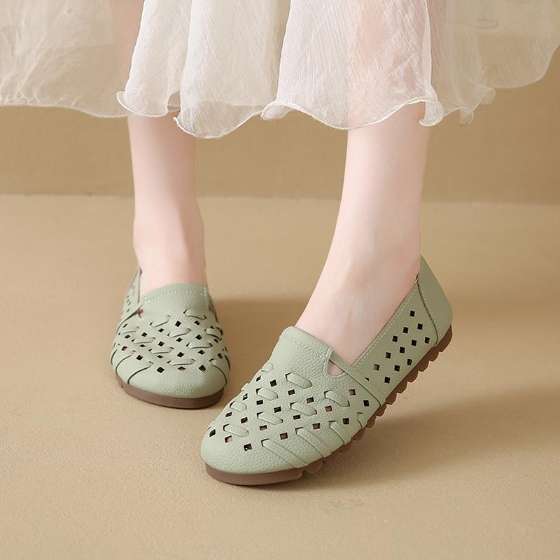 Fashion 2025 Brand Ladies Shoes Shallow Women's Flats Fashion Hollow Out Casual New Soft Bottom Light Best Seller Concise Flat Shoes
