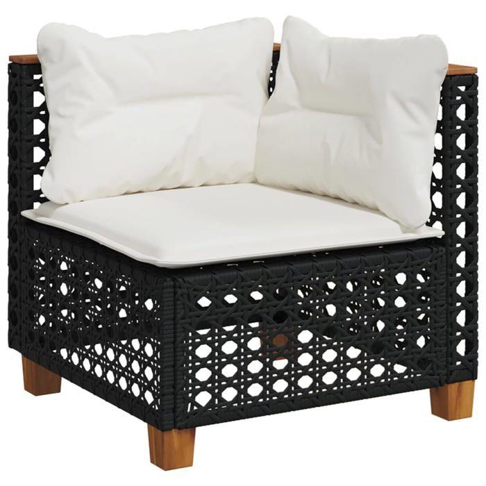 VidaXL Garden Corner Sofa with Cushions Black Wicker, Garden Corner Sofa, Garden Corner Seat 365923