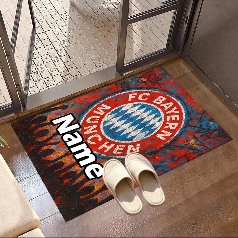 Custom Name Personalized FC Bayern Print Carpet, Versatile Home Decor Rug, for Playroom, Apartment, Balcony, Entryway, Hallway Gift