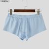 INCERUN Mens Ribbed Boxer Briefs Low Rise Underwear Trunks Homewear Breathable Shorts Pajama Bottoms