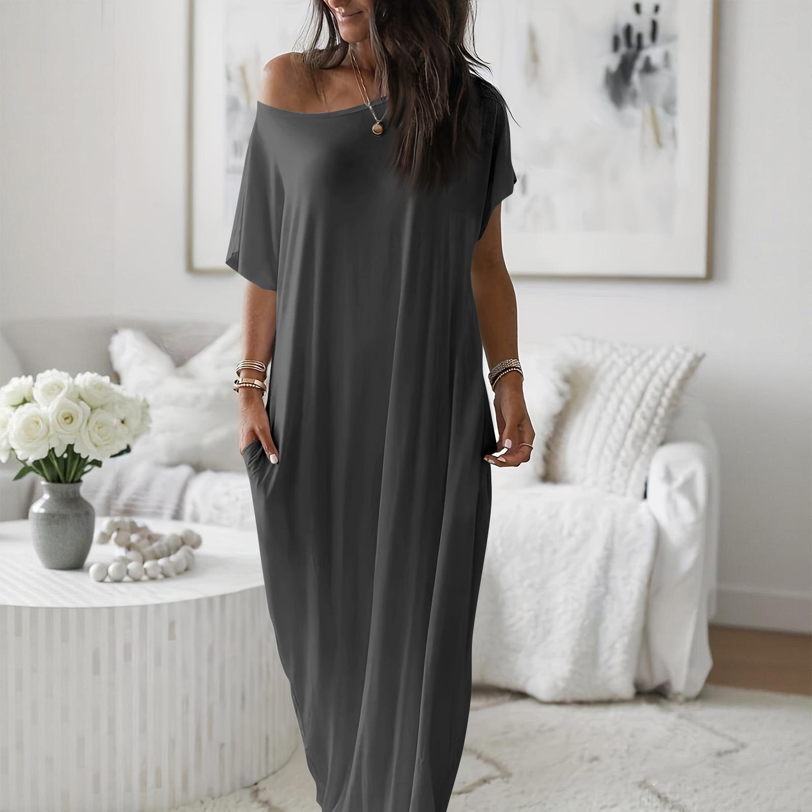 Women s Spring/Summer Short-Sleeve Long Casual Dress XXL