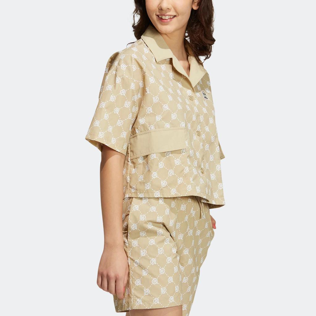 Adidas Neo Casual Printed Short Sleeve Shirt Women Tops Meadow-Brown IB5842