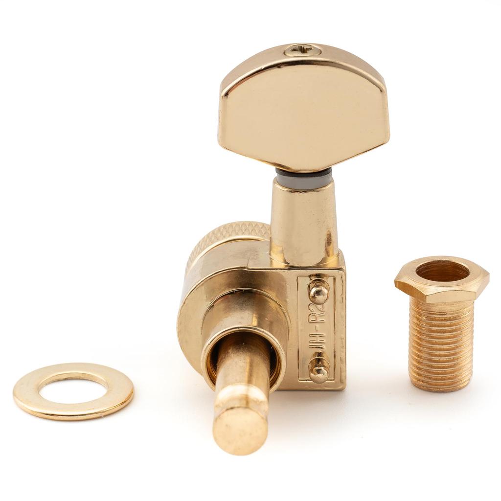 Musiclily Pro 6-in-line 2-pin Locking Guitar Tuners, Square SQ, for Stratocaster/Telecaster Electric Guitars, Gold Finish.
