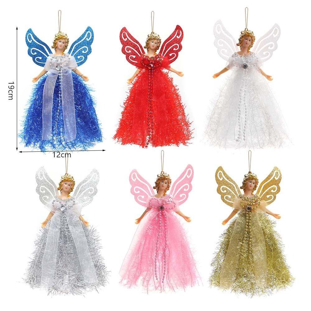 Glitter Christmas Angel Pendant with Shining Wings Hanging Angel Doll  New Year