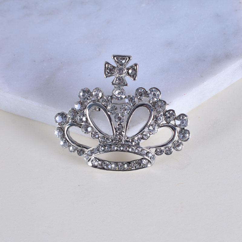 Korean Alloy Rhinestone Crown Brooch for Professional Wear