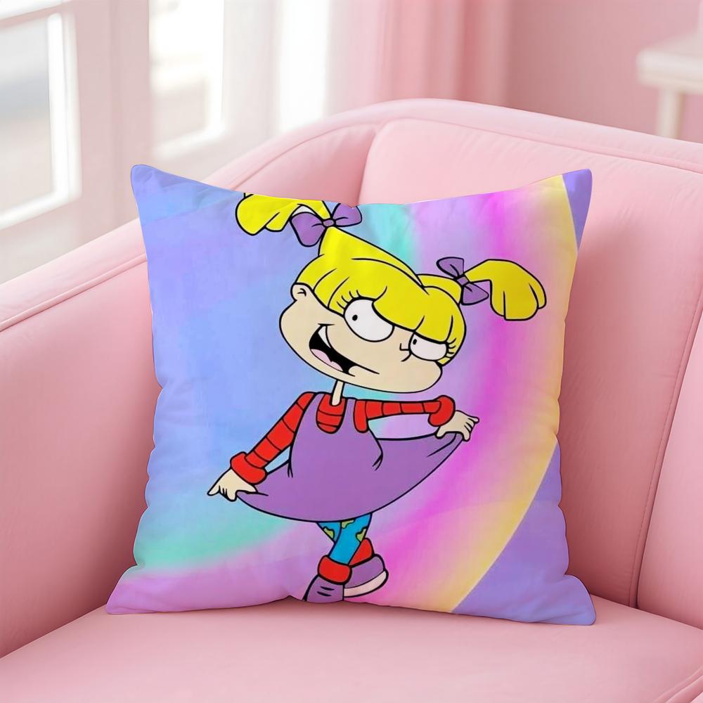 Cute Animated RRugrats In Paris Cushion Cover Linen Pillowcase Cover Soft Decor for Sofa Home Room