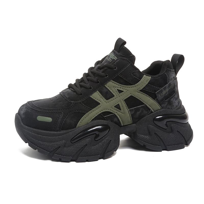 Color matching thick-soled comfortable and versatile inner height-increasing dad shoes for women's 2025 autumn new mesh breathable sports and leisur