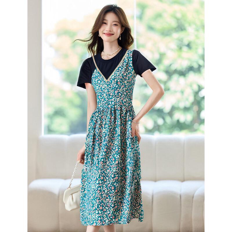 ORIGIN Women s Printed U-Neck A-Line Midi Dress L