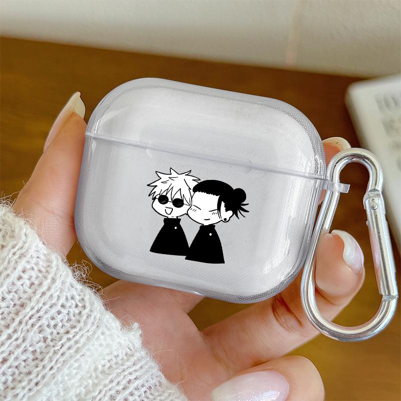 Anime Koppel Q Versie Oordopjeshoesje voor Airpods Pro3/Pro2/Pro Koptelefoonhoesje voor AirPods 4/3/2/1 Beschermhoes met For Airpods 1or2