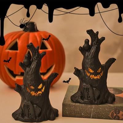 Halloween Horror Atmosphere Ghost Faces Tree Stumps LED Night Light Ghost Lights Haunted Rooms Escape Home Decoration
