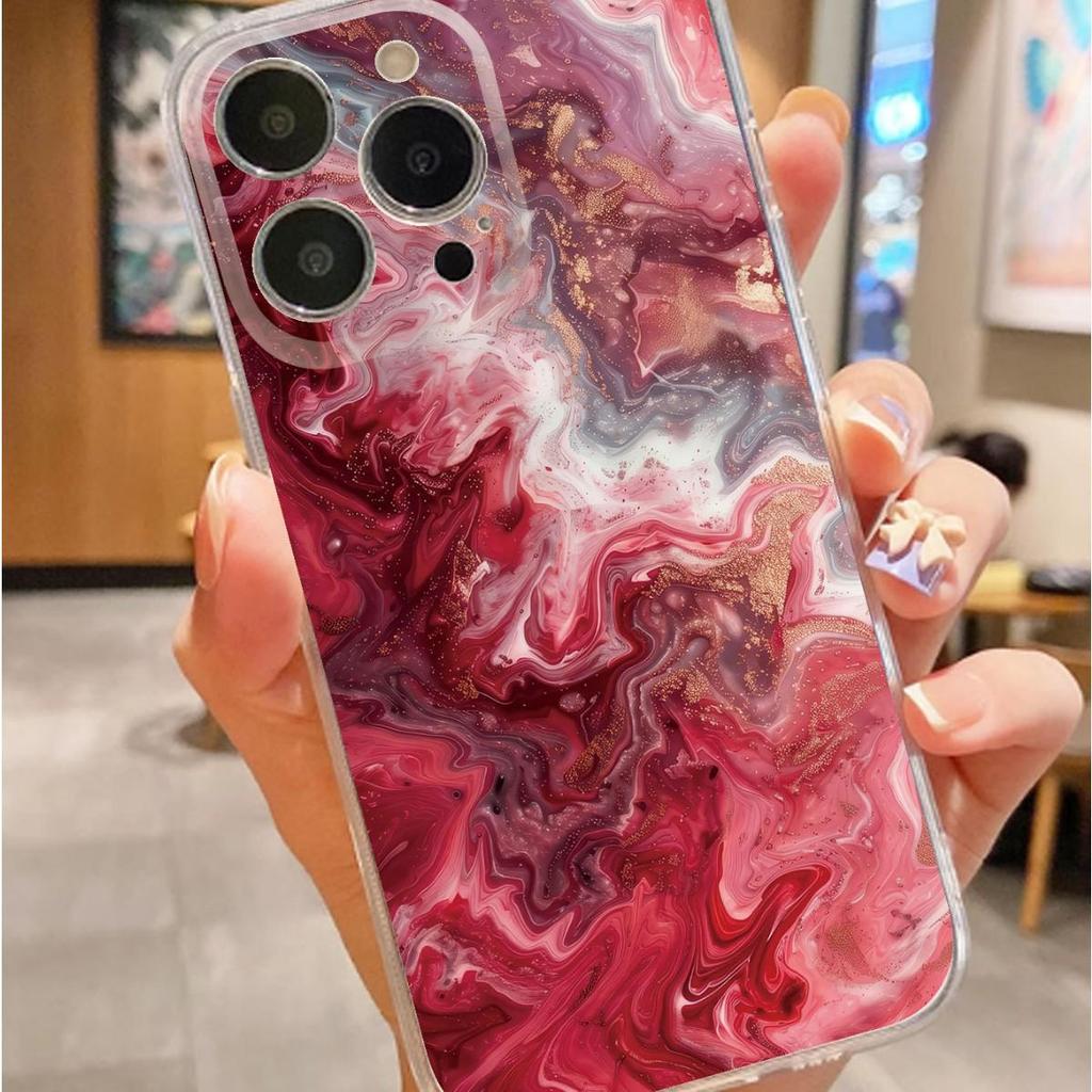 Red Gradient Drop-Proof Transparent Case for iPhone 15/16/17/14 Pro Max
