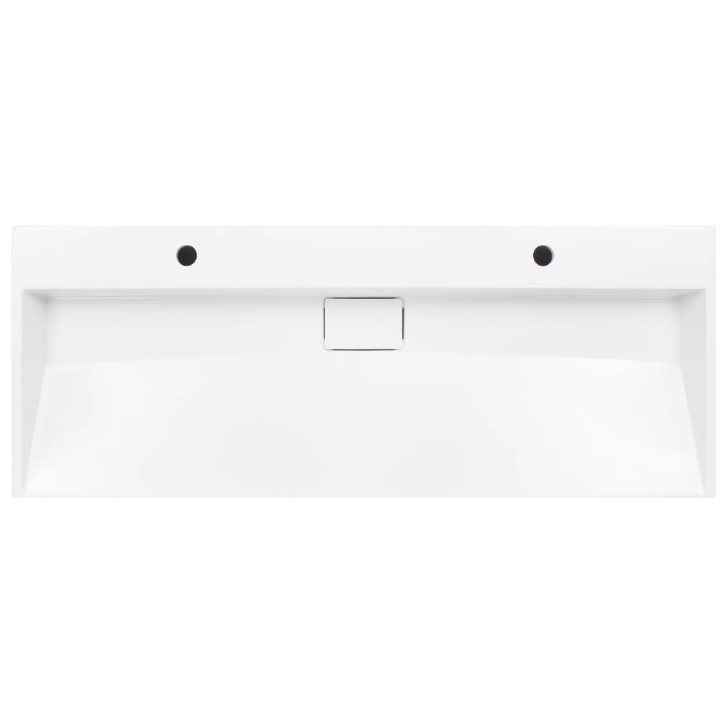 Wash Basin 120 X 46 X 11 Cm Mineral Cast   Marble Cast White