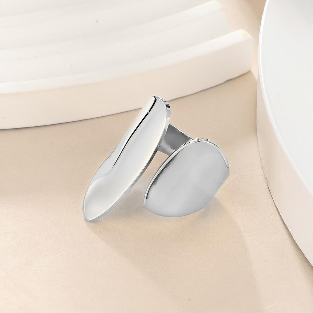 Stainless Steel Simple Smooth Metal Heart Rings For Women Men Y2K Trendy Open Ring Korean Elegant Party Jewelry Couple Gifts