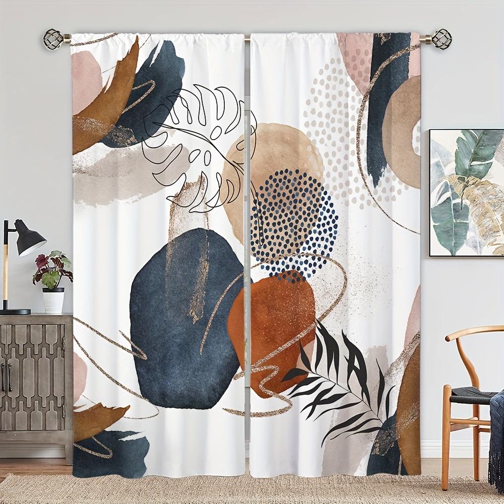 Abstract Tranpical Leaf Nordic Morandi Colorful Kid's Window Curtains Blinds for Living Room Bedroom Kitchen Door Home Decor2Pcs