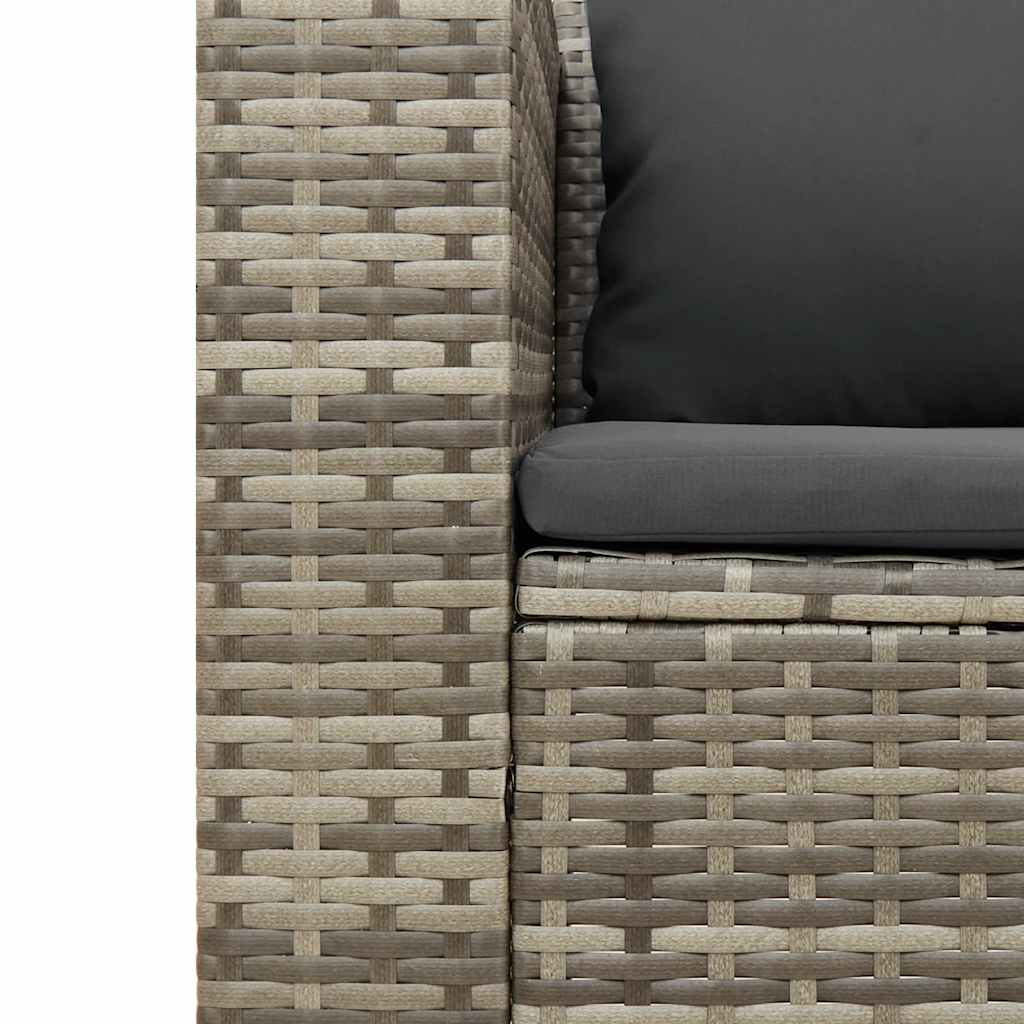 5 Piece Garden Sofa Set with Cushions Grey Poly Rattan & Acacia
