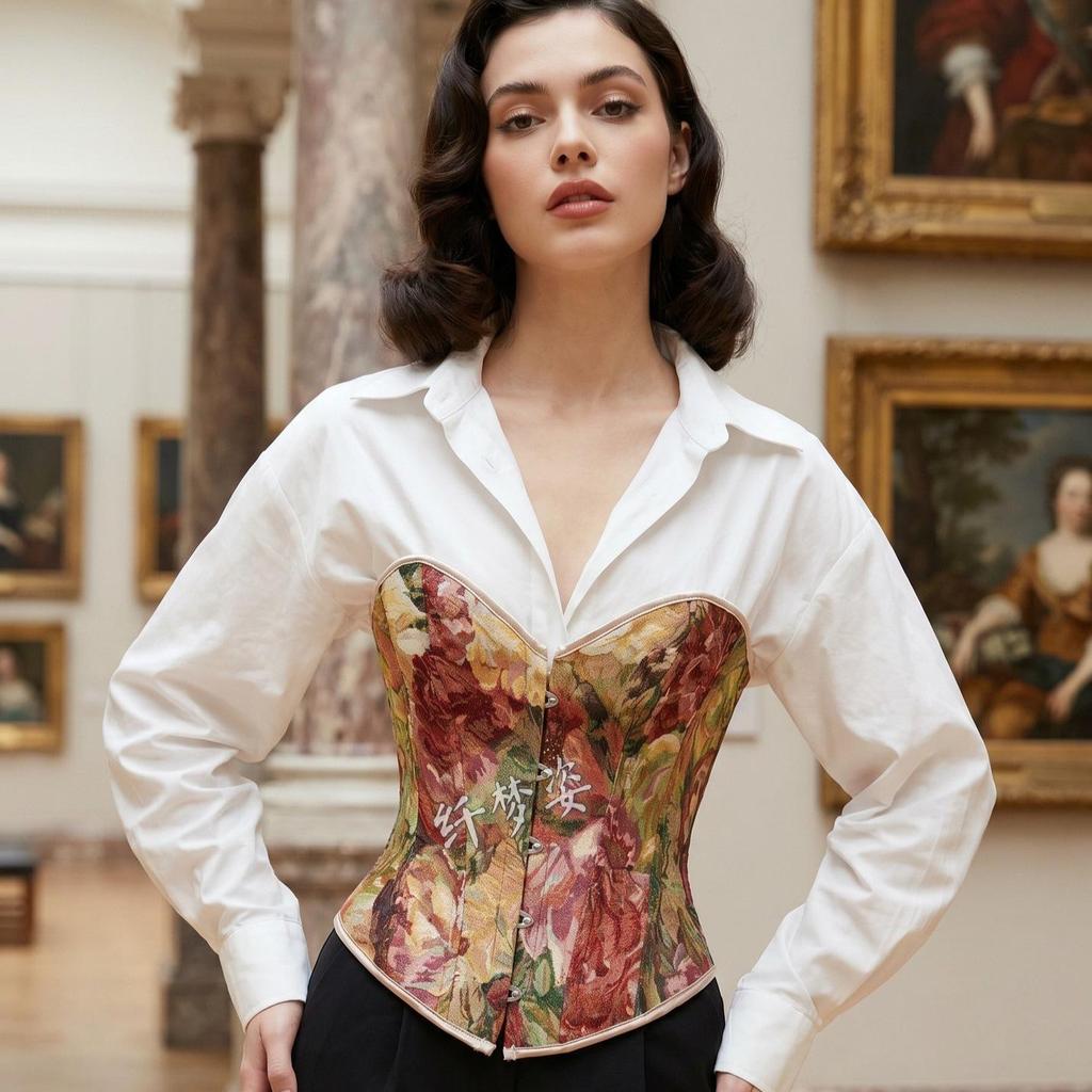Vintage French Fishbone Bandeau Bustier Top - Women's Shapewear Corset