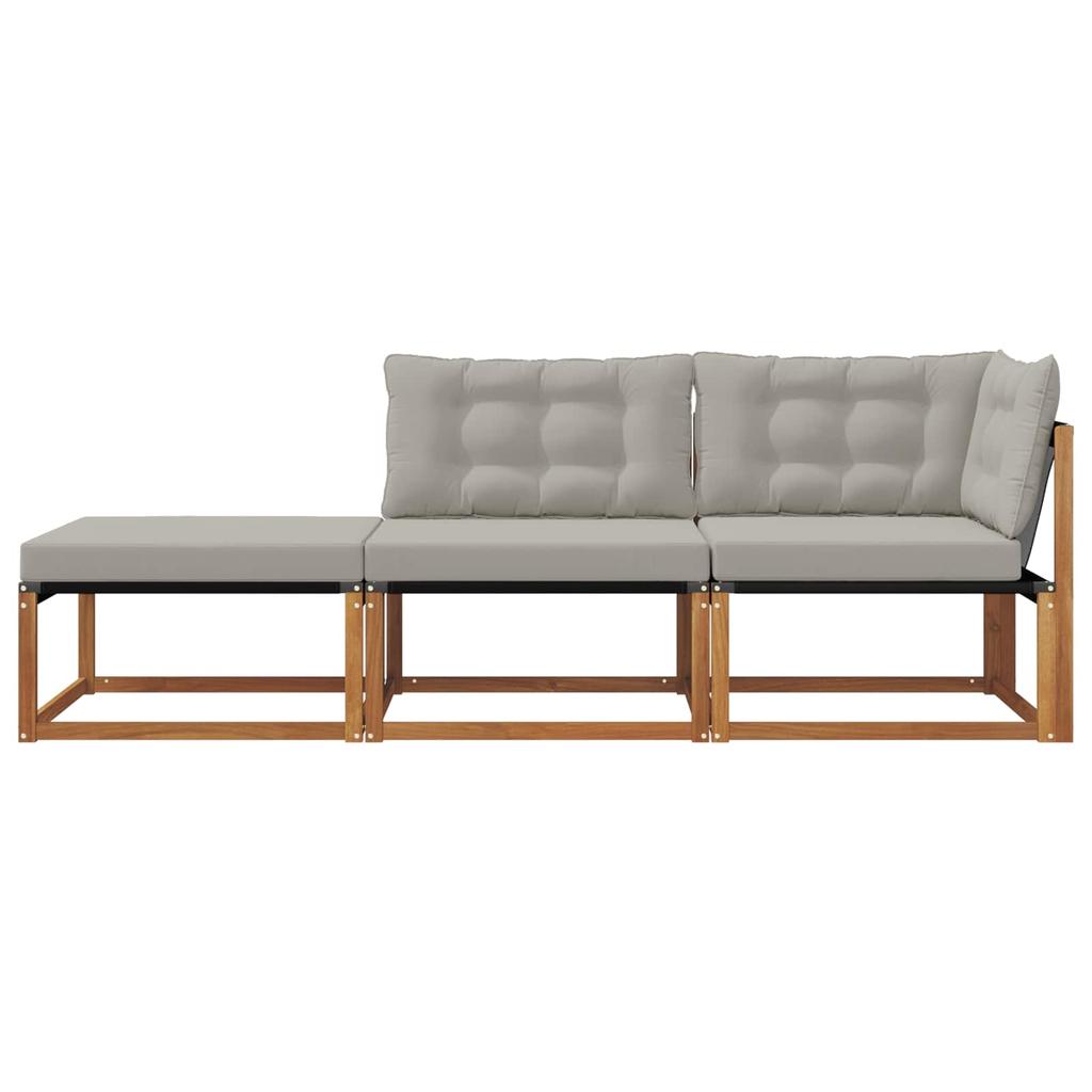 Modular Sofa Units 3 Piece Set Natural & Light Grey