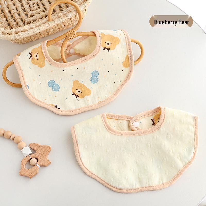 Waterproof Baby Bib, Pure Cotton, Breathable, Anti-Spit Up, Bean Pattern, Newborn Neck Gaiter