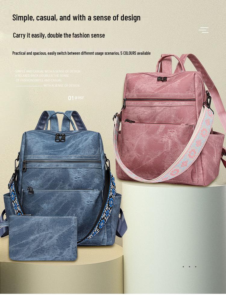 Cute Retro Lightweight Backpack for Women & Girls - Large Capacity, Dual-Purpose for Leisure & Travel