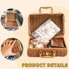 Wicker Picnic Basket, Vintage Decorative Prop Suitcase Storage Hamper Makeup Organizer,Metal Lock Plastic Rattan