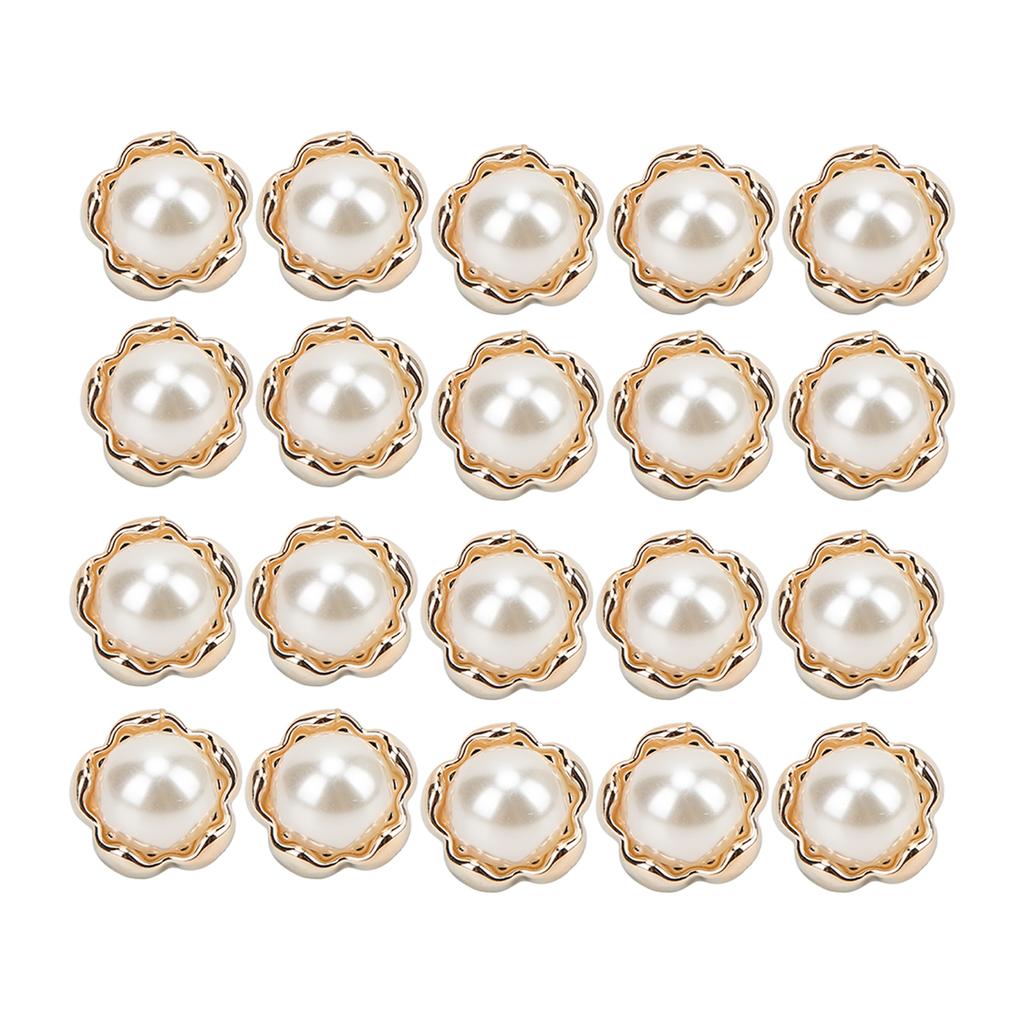 20pcs Pearl Buttons Flower Shape Vintage Exquisite Decorative Buttons for Sewing Craft Clothes