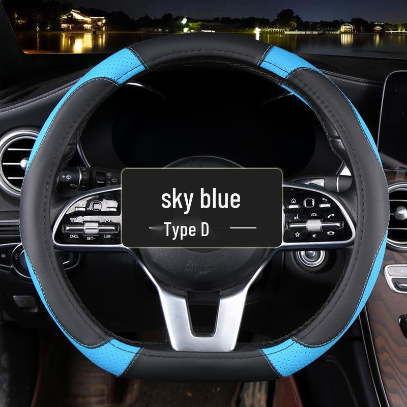 Women's Universal Cartoon Steering Wheel Cover - Four Seasons Carbon Fiber Texture