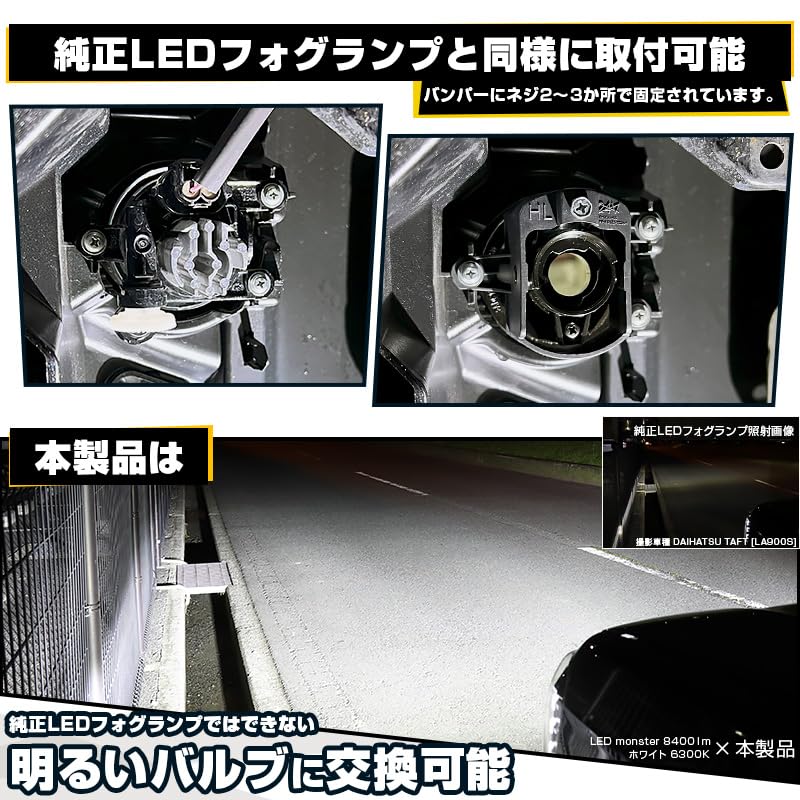 Pikakyu Compatible with Daihatsu Vehicles Glass Lens Fog Lamp Unit Converts To H16 Can Be Replaced with Genuine LED Fog Lamp Vehicle Inspection